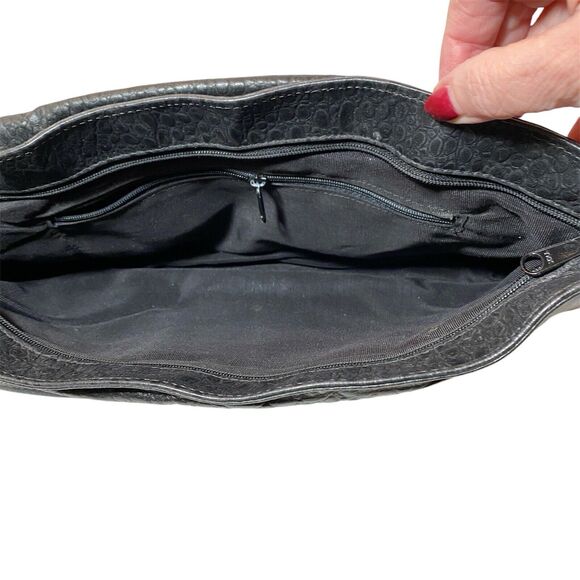 Genuine Pebble Leather Envelope Purse Embellish Design Elephant Tassel Crossbody - Picture 4 of 11